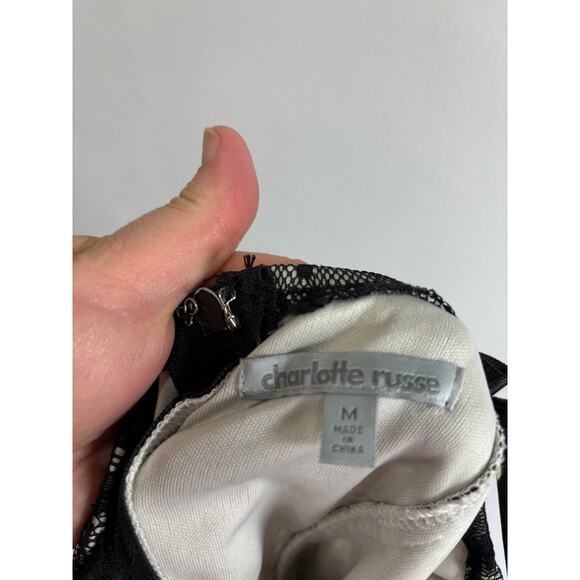 Charlotte Russe Black Lace Corset Top Womens sz Medium Whimsy Goth Y2K Fairy - Picture 4 of 4